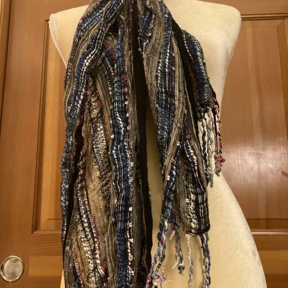 Chloe Multicolored Metallic Fringed Crochet Scarf - Picture 3 of 7